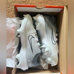 grey and white nike softball cleats, brand new